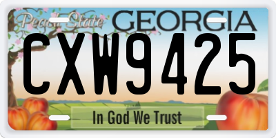 GA license plate CXW9425