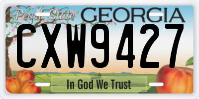 GA license plate CXW9427