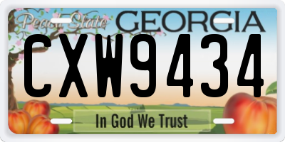GA license plate CXW9434