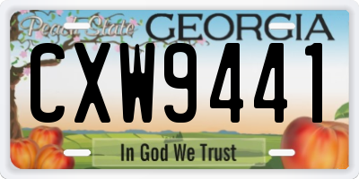 GA license plate CXW9441
