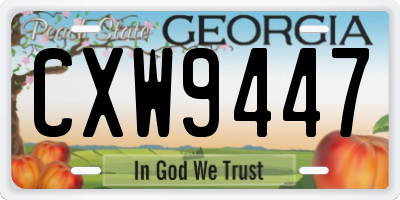 GA license plate CXW9447