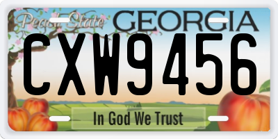 GA license plate CXW9456