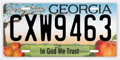 GA license plate CXW9463