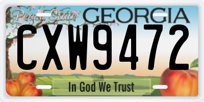 GA license plate CXW9472