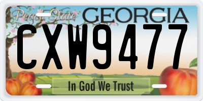 GA license plate CXW9477