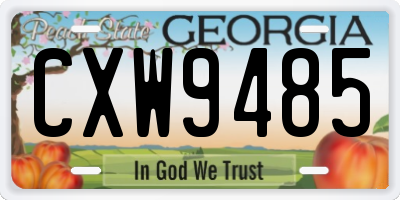 GA license plate CXW9485