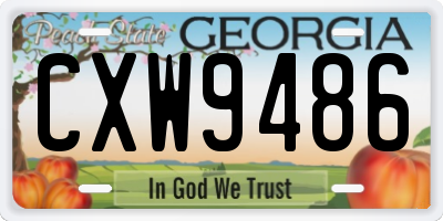 GA license plate CXW9486