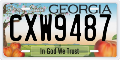 GA license plate CXW9487