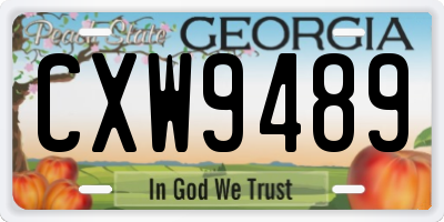 GA license plate CXW9489