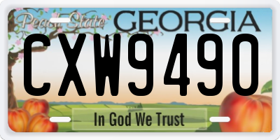 GA license plate CXW9490