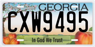 GA license plate CXW9495