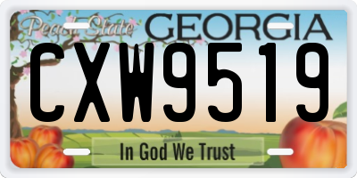 GA license plate CXW9519