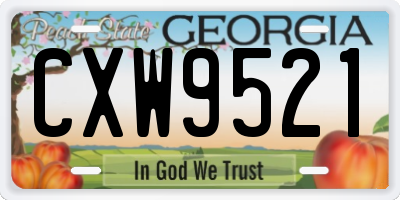 GA license plate CXW9521