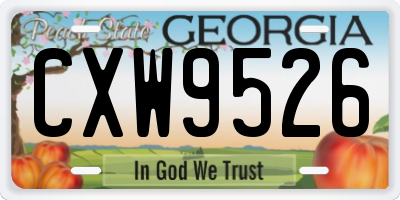 GA license plate CXW9526