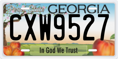 GA license plate CXW9527