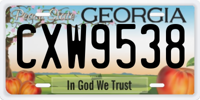 GA license plate CXW9538
