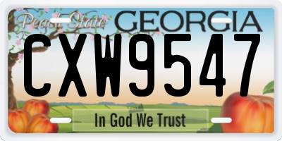 GA license plate CXW9547