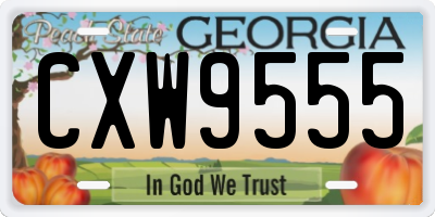 GA license plate CXW9555