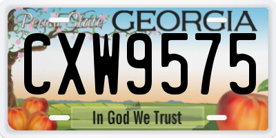 GA license plate CXW9575