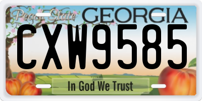GA license plate CXW9585