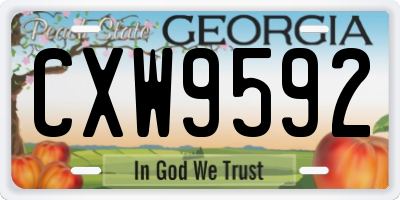 GA license plate CXW9592