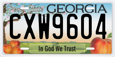 GA license plate CXW9604