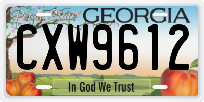 GA license plate CXW9612