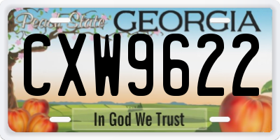 GA license plate CXW9622