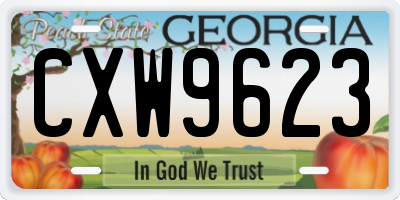 GA license plate CXW9623