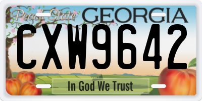 GA license plate CXW9642