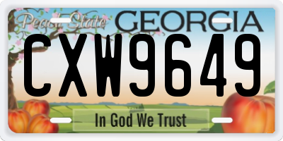 GA license plate CXW9649