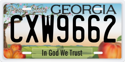 GA license plate CXW9662