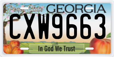GA license plate CXW9663