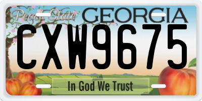 GA license plate CXW9675