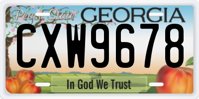 GA license plate CXW9678
