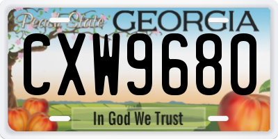 GA license plate CXW9680