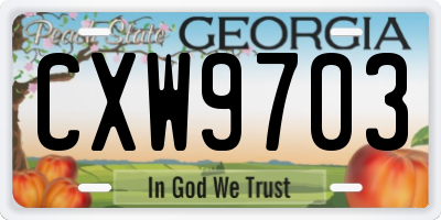 GA license plate CXW9703