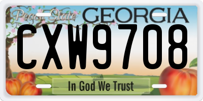 GA license plate CXW9708