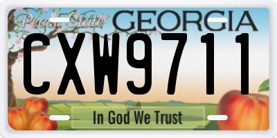 GA license plate CXW9711