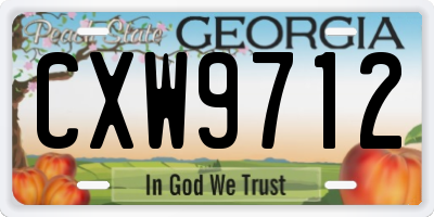 GA license plate CXW9712