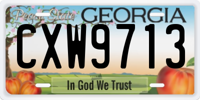 GA license plate CXW9713