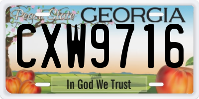 GA license plate CXW9716