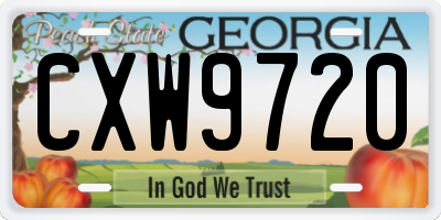 GA license plate CXW9720