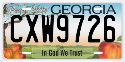 GA license plate CXW9726