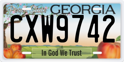 GA license plate CXW9742