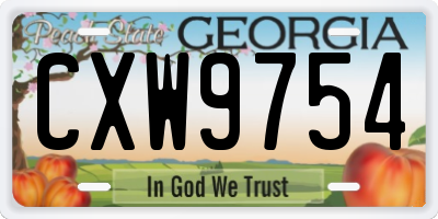 GA license plate CXW9754