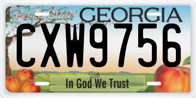 GA license plate CXW9756