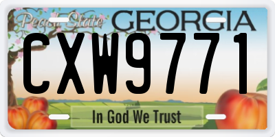 GA license plate CXW9771