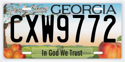 GA license plate CXW9772