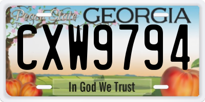 GA license plate CXW9794